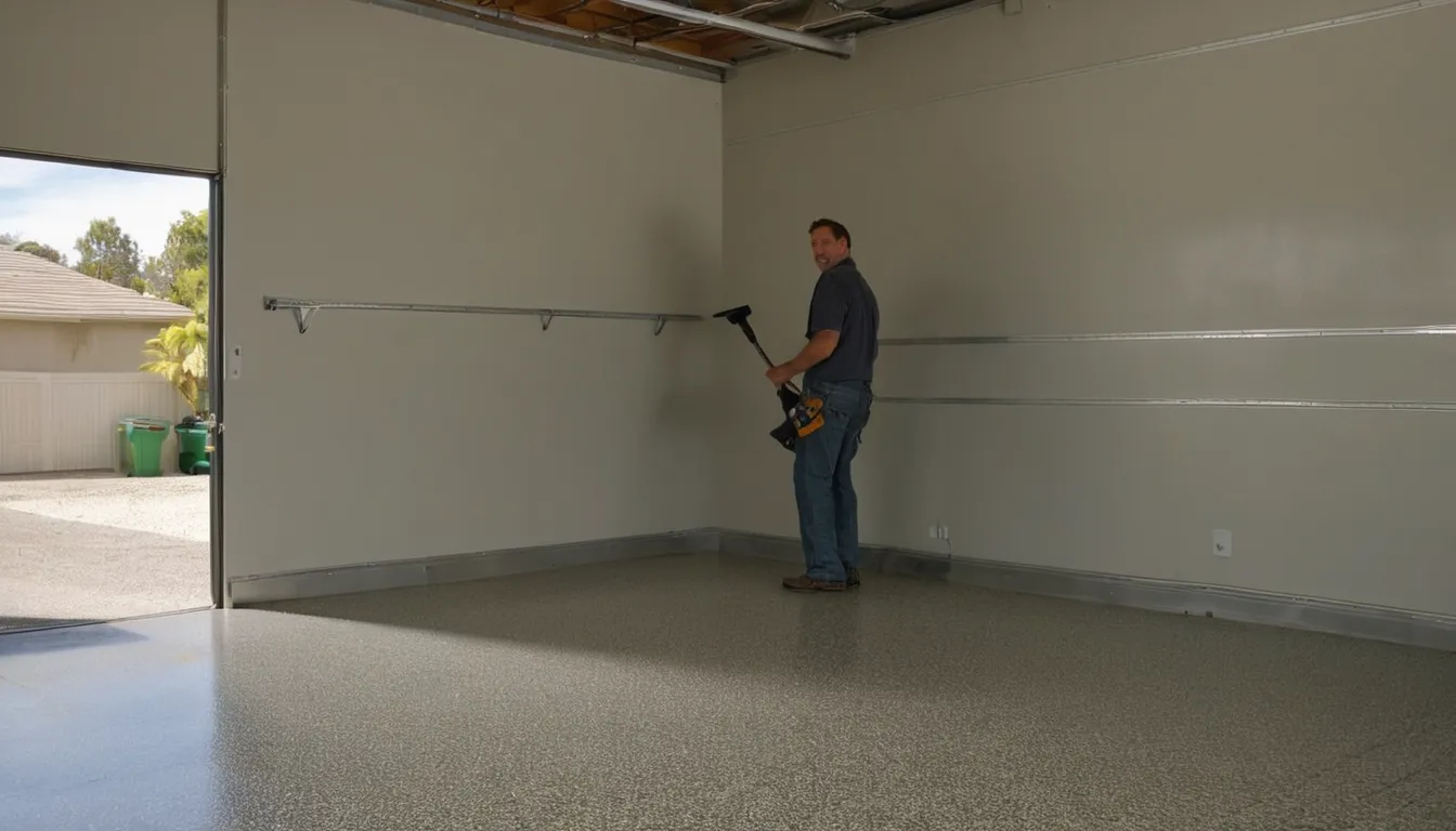 A finished polyaspartic garage floor with gray flakes in a home near New Berlin